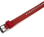 BEEZTEES ошейник кожаный BUFFALO Strass Red 24×10