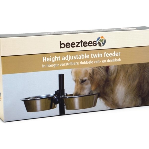 Beeztees стойка с 2 металлическими мисками 28 черная
