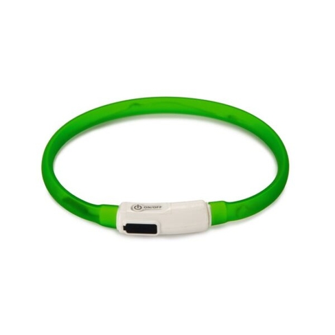 BEEZTEES силиконовый ошейник светящийся с USB Green 35×10