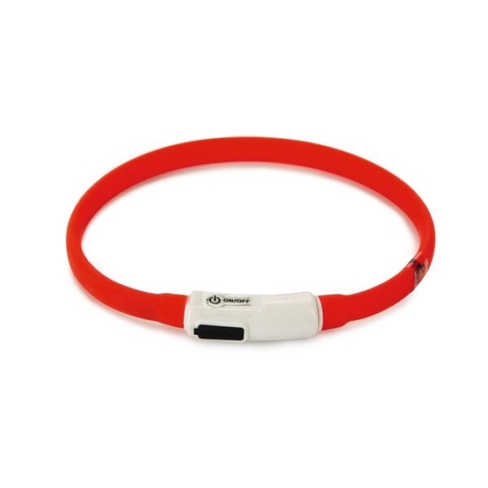 BEEZTEES zgardă din silicon cu lumini с USB Red 35×10
