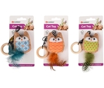Flamingo jucărie pentru pisici KIRK OWL ON ROPE