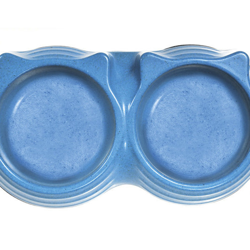RECORD Пластиковая миска двойная BAMBOO Blue 2х0,15L