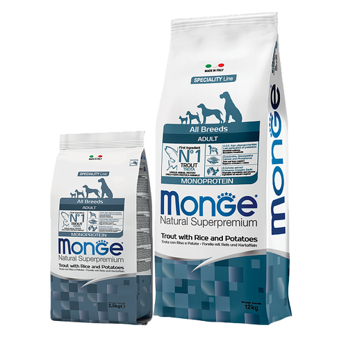 MONGE dry dog all breed adult Trout/Rice/Potatoes