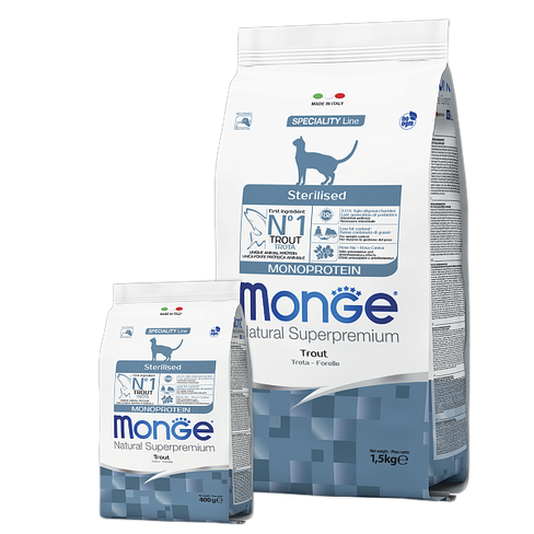 MONGE DRY CAT STERILISED MONOPROTEIN TROUT 1,5kg
