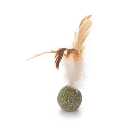 BZ игрушка для кошек CATNIP BALL with FEATHERS