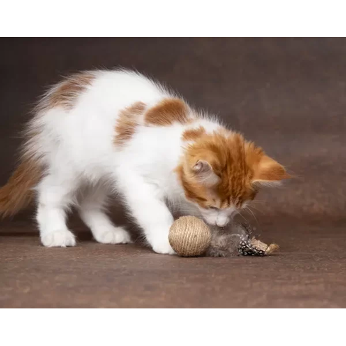 Flamingo игрушка для кошек из джута BALL BROWN 15*4.5*2.5cm