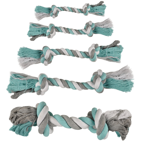 Jucarie Sfoară PLAYING ROPE 2 Knots Mint/White/Grey