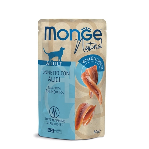 MONGE CAT NATURAL Pouch Tuna with anchovies in jelly 80gr