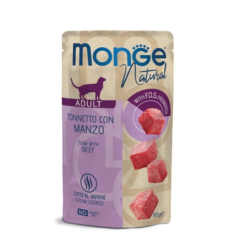 MONGE CAT NATURAL Pouch Tuna with beef in jelly 80gr