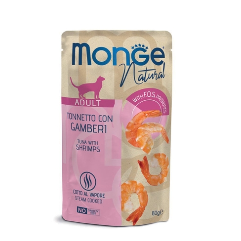 MONGE CAT NATURAL Pouch Tuna with shrimps in jelly 80gr