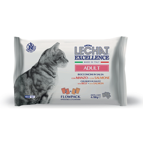 LECHAT EXCELLENCE POUCH FLOW PACK ADULT Beef/Salmon