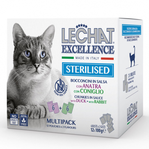 LECHAT Excellence Multipack Sterilised Duck and Rabbit 12x100gr