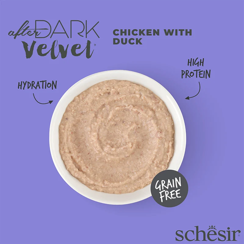 SCHESIR After Dark Velvet Mousse Cat Pouch Chicken with Duck