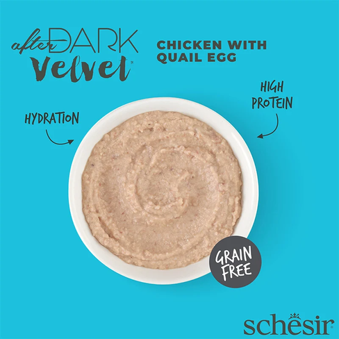 SCHESIR After Dark Velvet Mousse Cat Pouch Chicken with Quail Egg