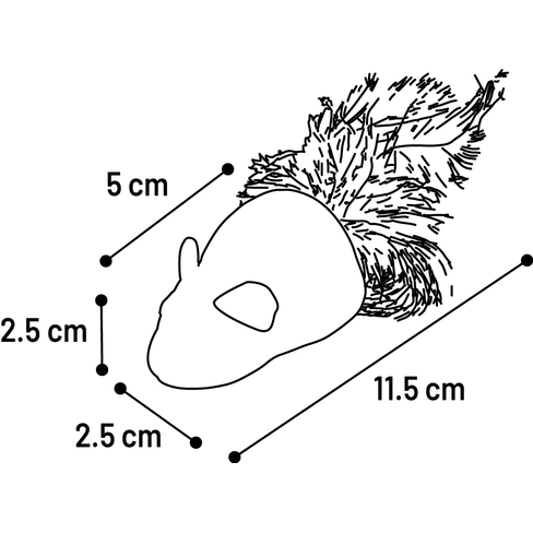Jucarie pentru pisici Katti Mouse With Feathers
