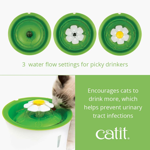 Catit Flower Fountain – питьевой фонтан для кошек с тройной фильтрацией и 3 режимами подачи воды