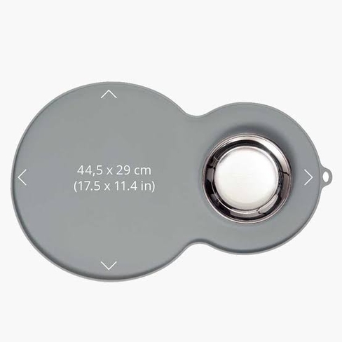 Catit Peanut Placemat – covoraș din silicon pentru pisici cu bol din oțel inoxidabil