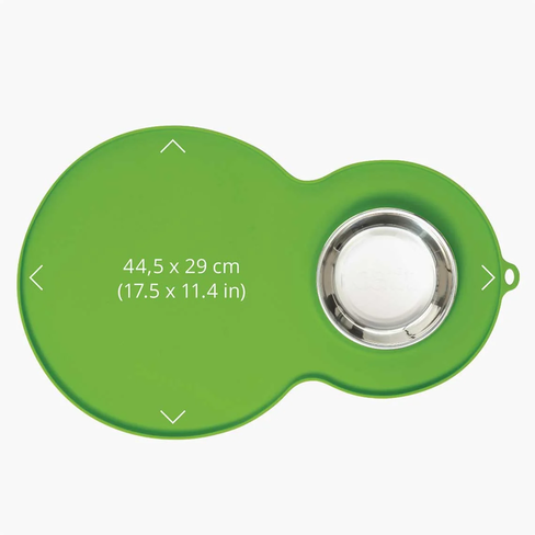 Catit Peanut Placemat – covoraș din silicon pentru pisici cu bol din oțel inoxidabil