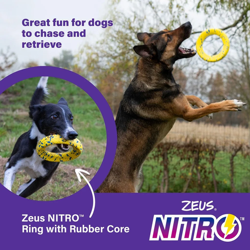 Zeus NITRO Ring 16 cm – inel de joacă pentru câini cu miez din cauciuc natural