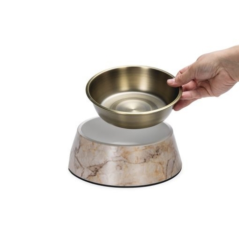 Designed by Lotte Meis Beige – миска для собак из меламина с чашей из нержавеющей стали
