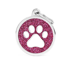 Медальон BIG GLITTER CIRCLE WHITE PAW (Розовый)