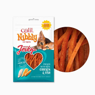 Catit Nibbly Jerky Chicken & Fish – recompense din carne pentru pisici cu pui și pește