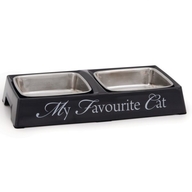 DBL castron dublu din inox MY FAV CAT Grey 24x12x4cm