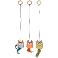 Flamingo jucărie pentru pisici KIRK OWL ON ROPE
