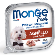 MONGE Dog Fresh Pate and chunkies with Lamb