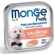 MONGE Dog Fresh Pate and chunkies with Salmon
