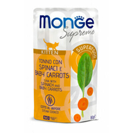 MONGE CAT POUCH SUPREME KITTEN Tuna/Spinach/Baby Carrot 80gr