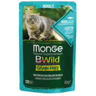 MONGE Cat BWILD Pouch Adult Codfish/Shrimp/Veget.
