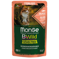 MONGE Cat BWILD Pouch Sterilised Salmone/Shrimp/Veget.