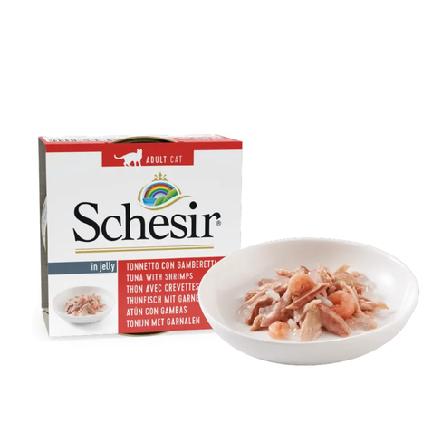 SCHESIR CAT CAN JELLY TUNA WITH PRAWNS (SHRIMPS) 85gr