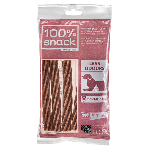Ferplast 100% Snack Sticks Fusilli Yucca – вегетарианские лакомства для чистки зубов собак