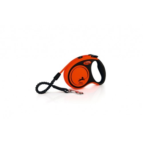 Lesă retractabilă FLEXI XTREME TAPE Black/Orange 5M