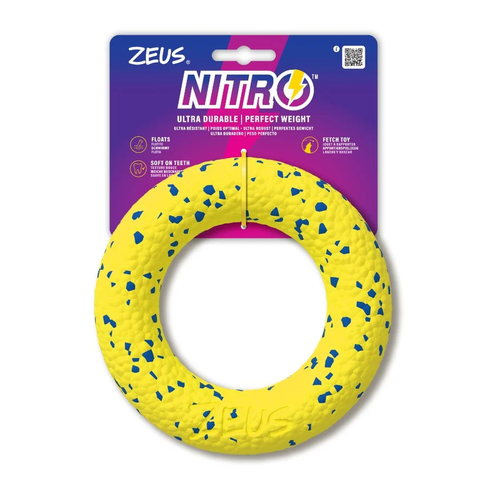 Zeus NITRO Ring 16 cm – inel de joacă pentru câini cu miez din cauciuc natural