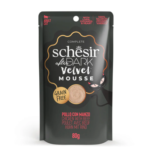 SCHESIR AFTER DARK VELVET MOUSSE Cat POUCH CHICKEN/BEEF 80gr