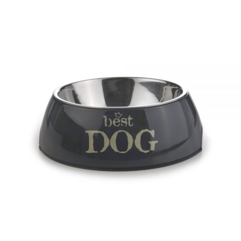 BEEZTEES металлическая миска Best Dog серая