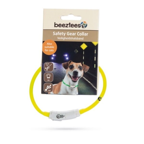 BEEZTEES силиконовый ошейник светящийся с USB Yellow 35×10