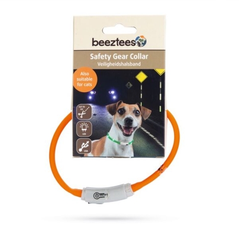 BEEZTEES силиконовый ошейник светящийся с USB Orange 35×10