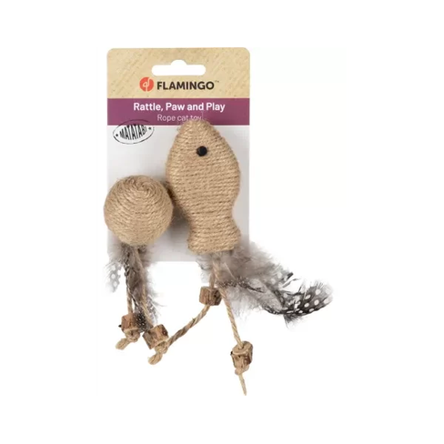 Flamingo игрушка для кошек из джута BALL BROWN 15*4.5*2.5cm