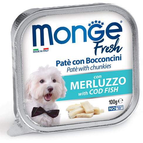 MONGE Dog Fresh Pate and chunkies with Cod Fish