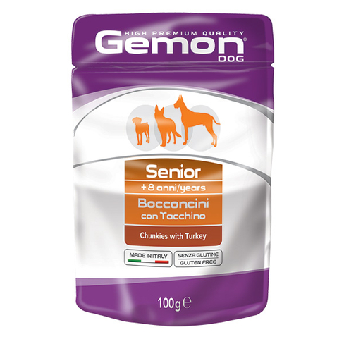 Gemon Dog pouch Senior Chunkies with Turkey