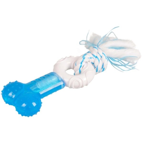 Jucarie din cauciuc os cu frânghie DENTA TOY TPR BONE with ROPE