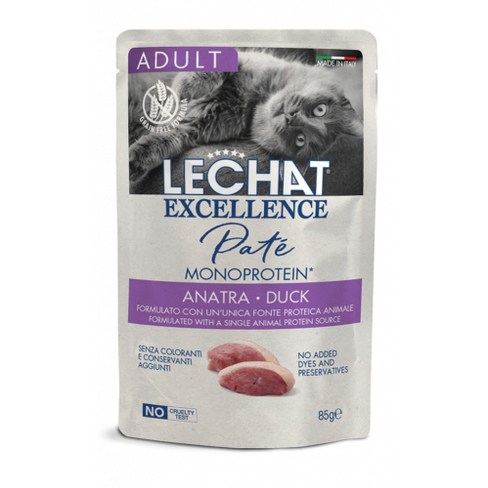 LeChat Exc. Pouch Adult Cat Pate Monoprotein Duck