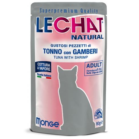 LECHAT Natural Pouch Tuna and Shrimps