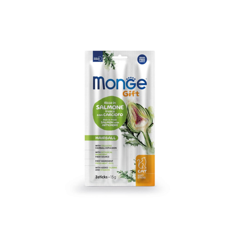 MONGEGIFT CAT SOFTSTICKS HAIRBALL Salmon/Artichoke 15gr