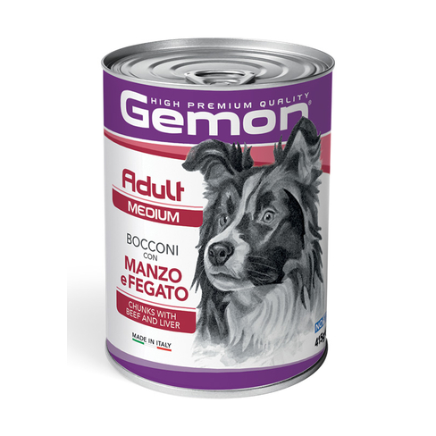 GEMON Dog Medium Adult Chunks with Beef and Liver
