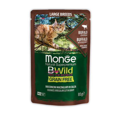 MONGE CAT BWILD POUCH Large Breed Buffalo/Vegetables